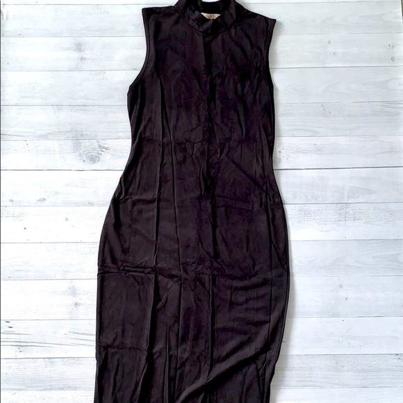 Black Faux Suede Maxi Dress Size XS - Picture 3 of 7